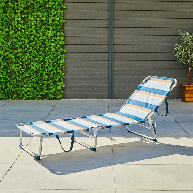 Sun Lounger Blue Striped