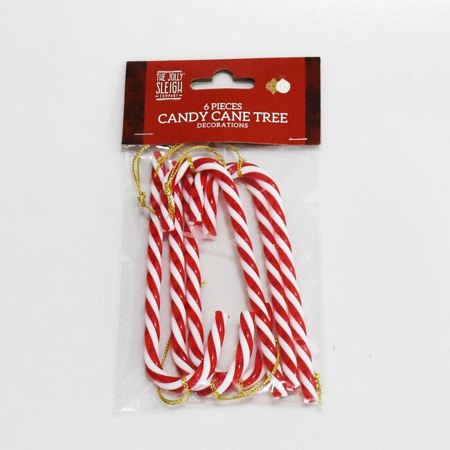 Candy Cane Christmas Tree Decorations - 6 Pack
