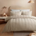 SINGLE DUVET COVER Serene Embossed Curve Natural