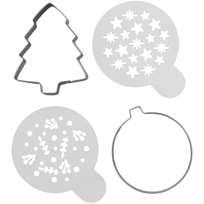 Wilton Xmas Tree & Ornament Cookie Cutter Stencil