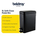 BELDRAY 5 LITRE BLACK SOFT-Close Pedal Bin