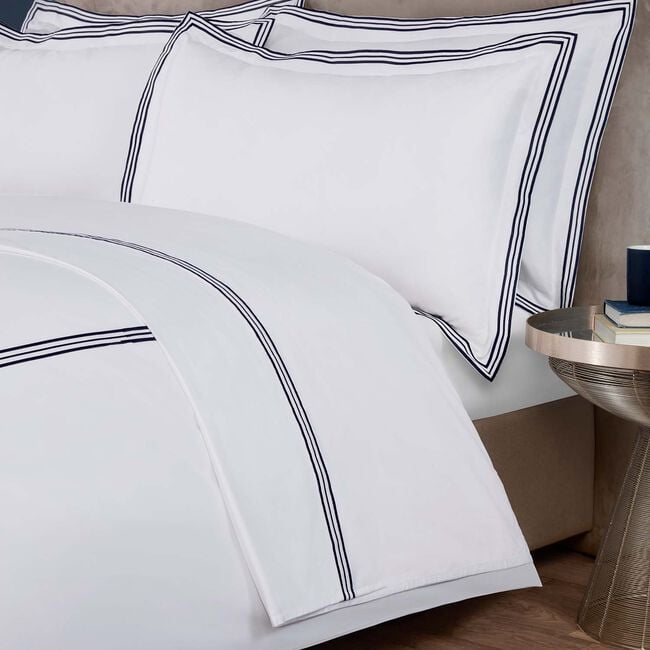 SINGLE DUVET COVER Tripoint Border Navy 500TC 
