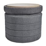 BOUCLE GREY FOLDING STORAGE Ottoman with Table
