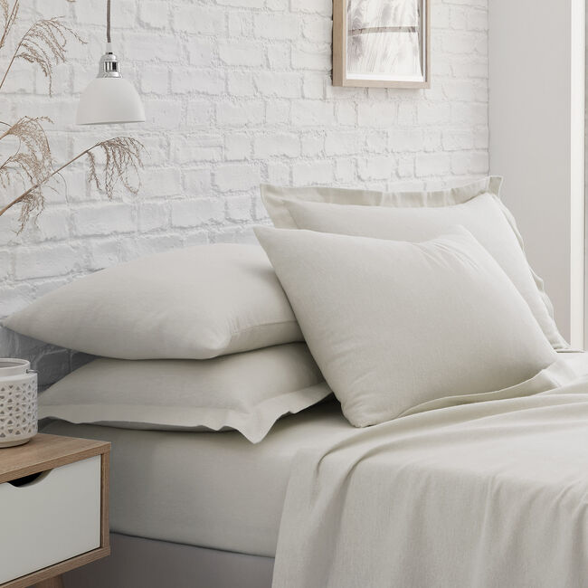 HOUSEWIFE PILLOWCASE PAIR Brushed Cotton Cream 