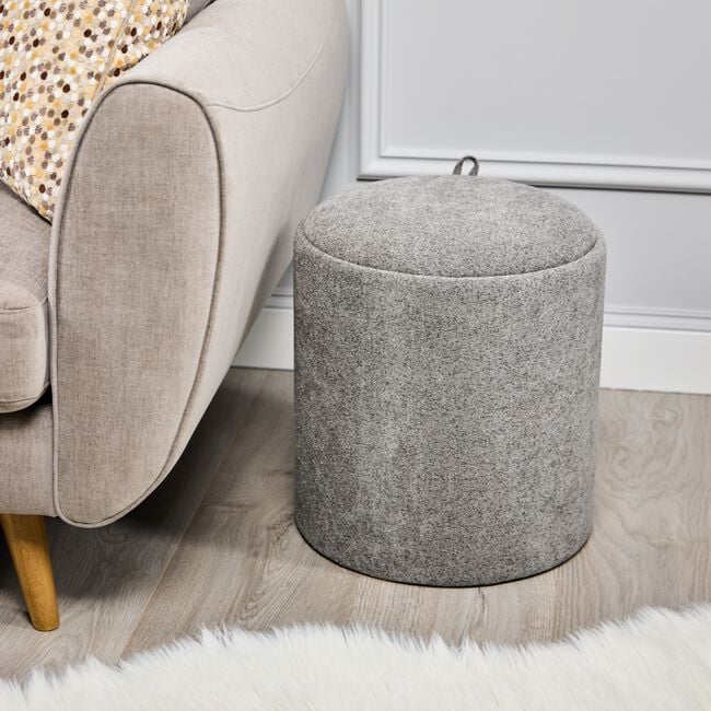 LARGE GREY OTTOMAN With Tray