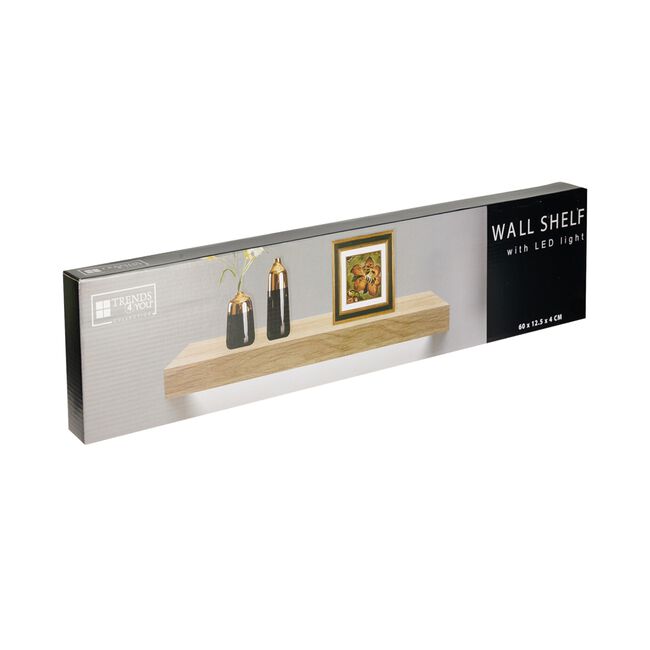 LED BATTERY OPERATED Wall Shelf Natural