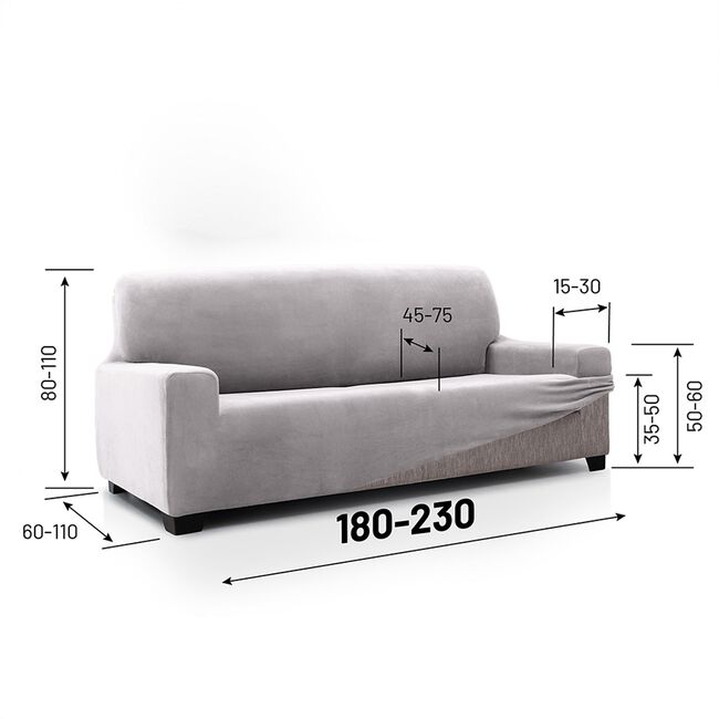 REGAL MILLS EASYSTRETCH VELVET SILVER  3 Seater Sofa Cover