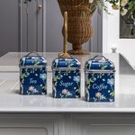 Laura Ashley Elveden Navy Set Of 3 Canisters
