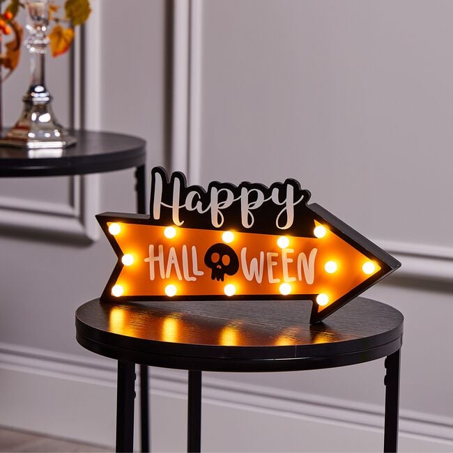 Light Up Happy Halloween Sign Table Decor