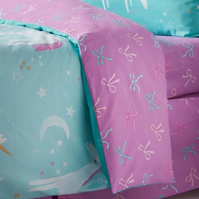 JUNIOR BED DUVET COVER Unicorn Bows