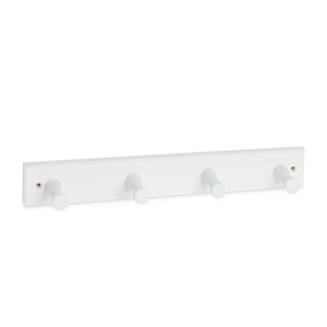 4 Straight Hook Wooden Coat Rack White