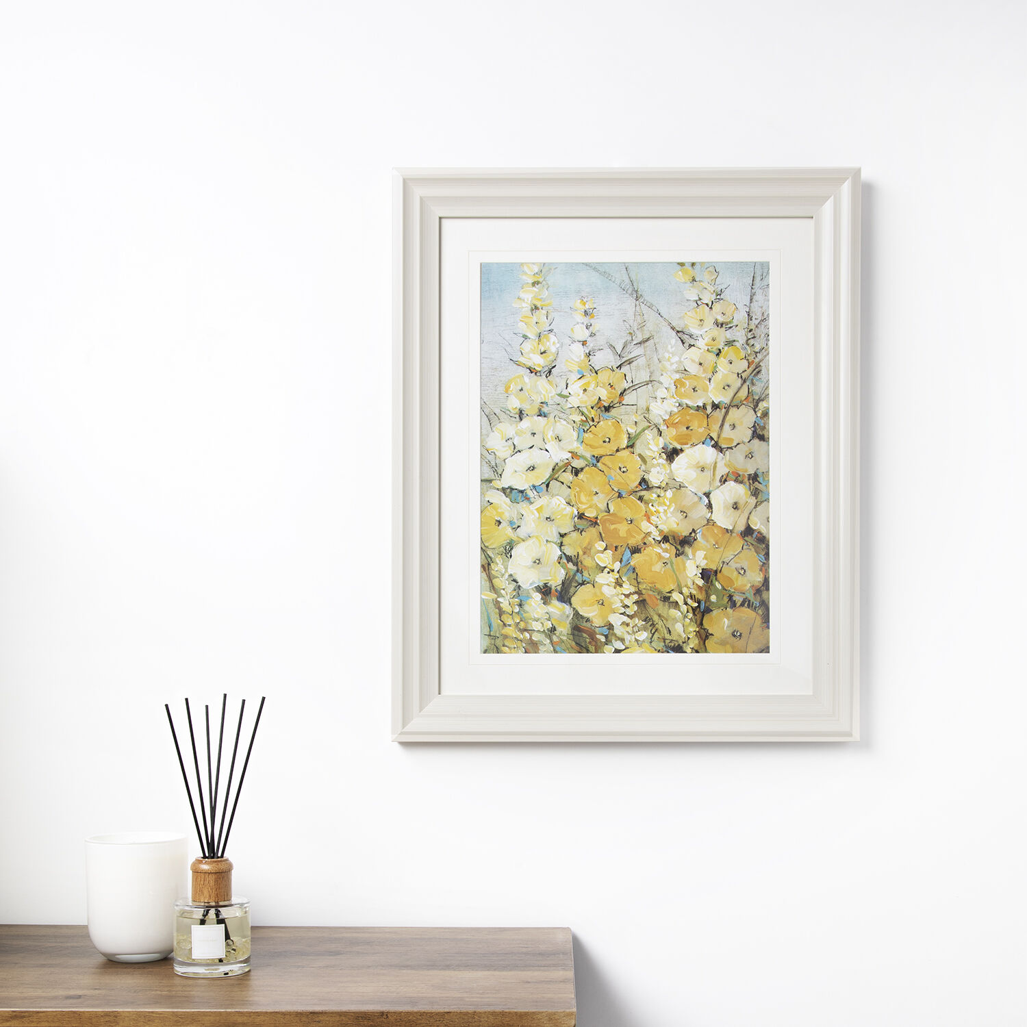 Cream Hollyhocks 50cm x 60cm Frame - Home Store + More