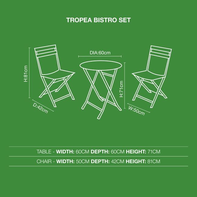 Tropea 3 Piece Bistro Set