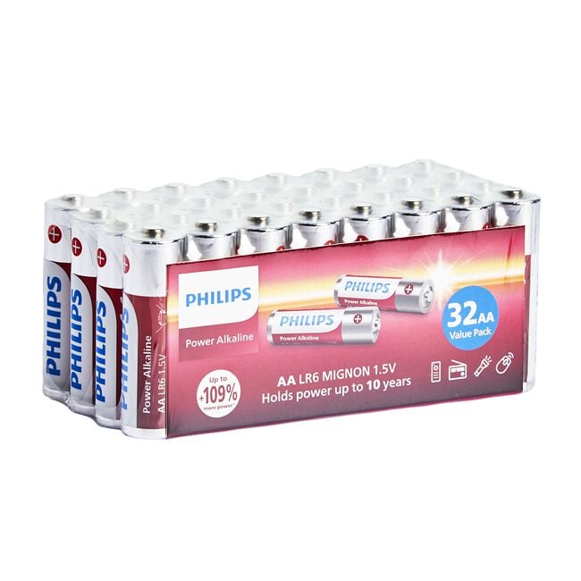 Philips Power Alkaline Pack of 32 AA Batteries