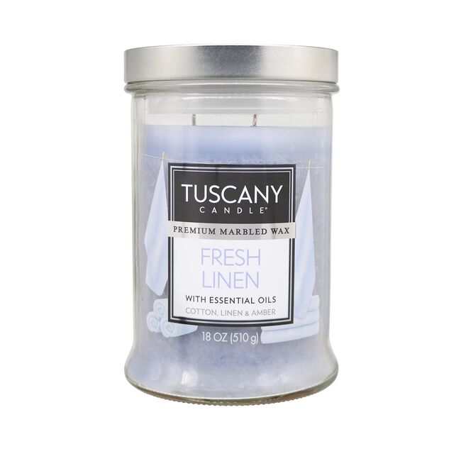 Tuscany 18oz Double Wick Candle Fresh Linen