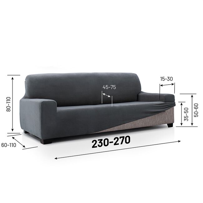 REGAL MILLS EASYSTRETCH VELVET DARK GREY  4 Seater Sofa Cover