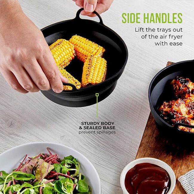 Tower Black Round Foldable Air Fryer Trays -2 Pack