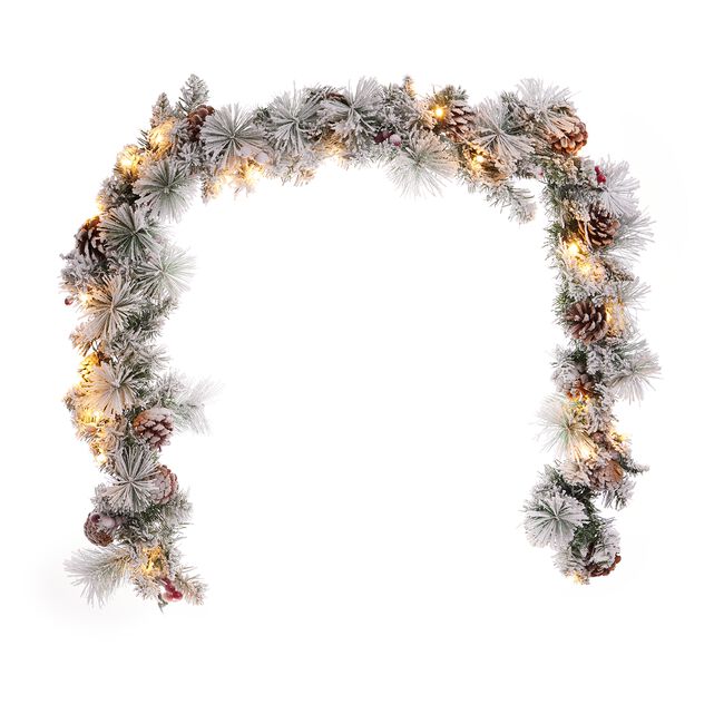1.8m Light Up Snowy Christmas Pine Cone Garland 