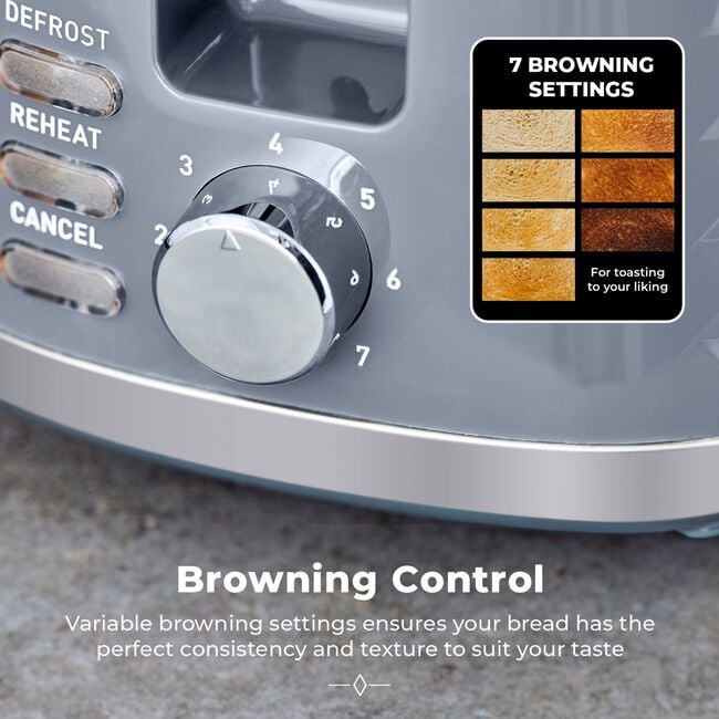 TOWER SOLITAIRE GREY 2 Slice Toaster