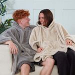 NICOLE DAY FAUX FUR HOODIE BLANKET Grey 