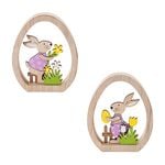 Wooden Egg Rabbit Scene 15cm