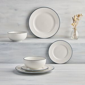 Abney & Croft Blue Rim 12 Piece Dinner Set