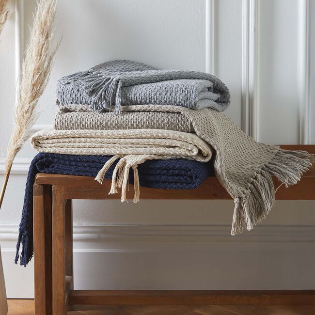 DRIFT HOME HAYDEN 100% RECYCLED COTTON NATURAL 200x200cm Throw