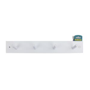 4 Hook White Wooden Board