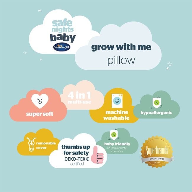 Silentnight Grey Stars Grow With Me Pillow
