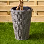 Rattan Round Plant Pot Grey
