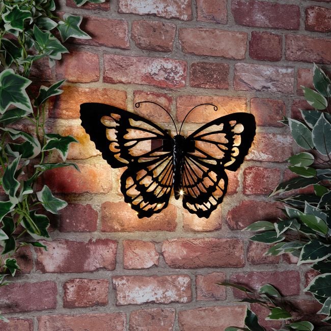 LED Solar Metal Butterfly Garden Wall Art