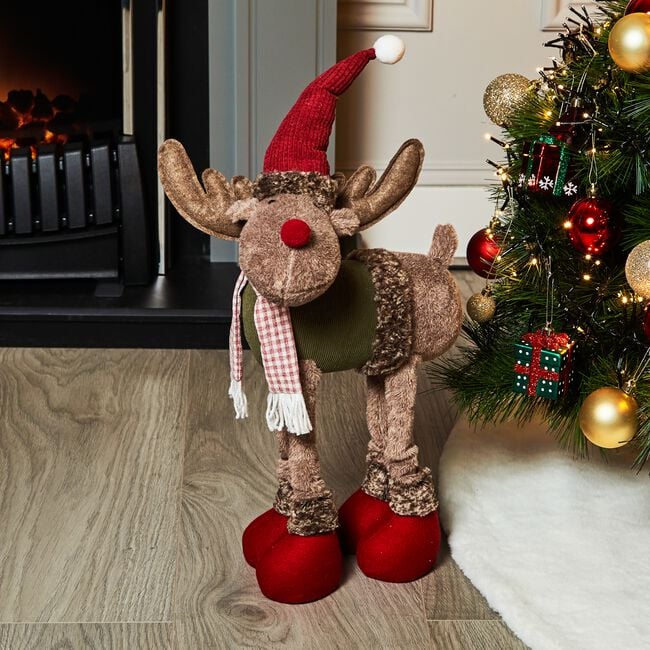 Christmas Reindeer with Hat and Scarf