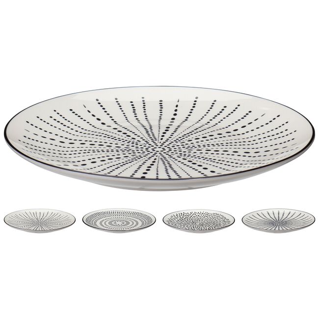 Siaki Cream & Black Printed 27cm Dinner Plate