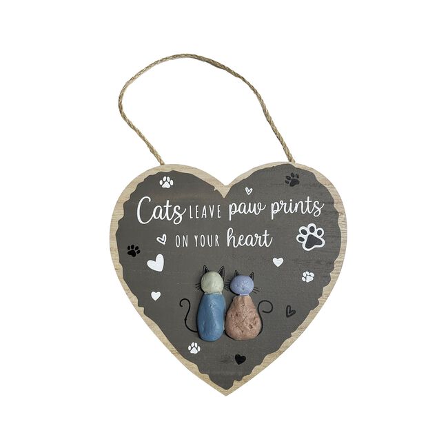 Cats Wooden Plaque Heart