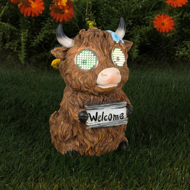 Highland Cow Solar Garden Light with Moving Eyes