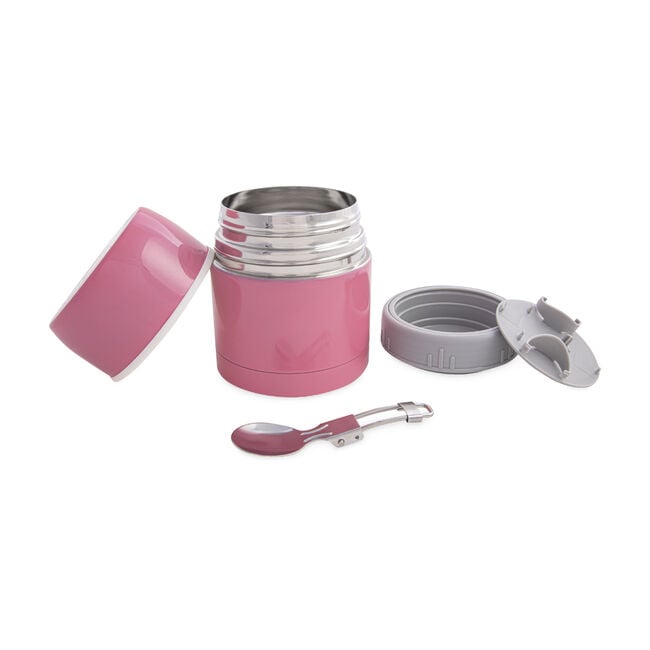 Stainless Steel Pink Soup Flask with Spoon 470ml