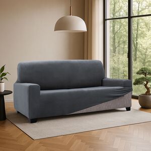 REGAL MILLS EASYSTRETCH VELVET DARK GREY  2 Seater Sofa Cover