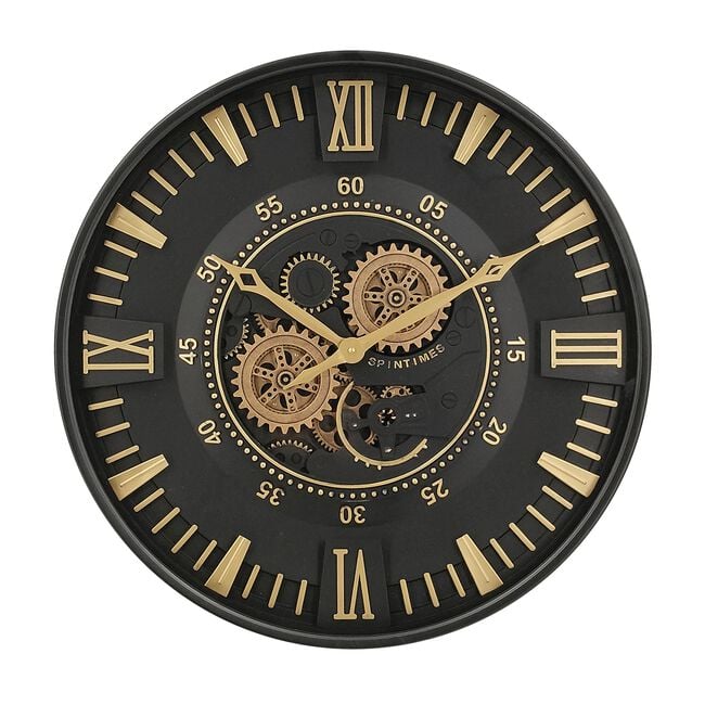 Black & Brass Clock 59cm