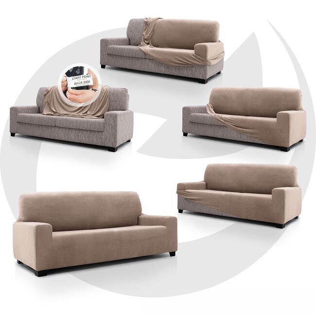 REGAL MILLS EASYSTRETCH VELVET LINEN  4 Seater Sofa Cover