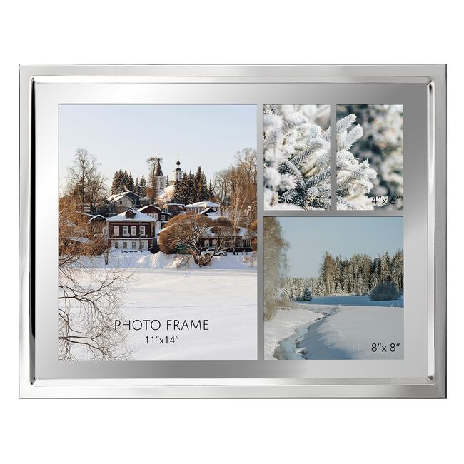 TIMELESS TOUCH DOUBLE 4 MULTI APERTURE SILVER PLATED Photo Frame