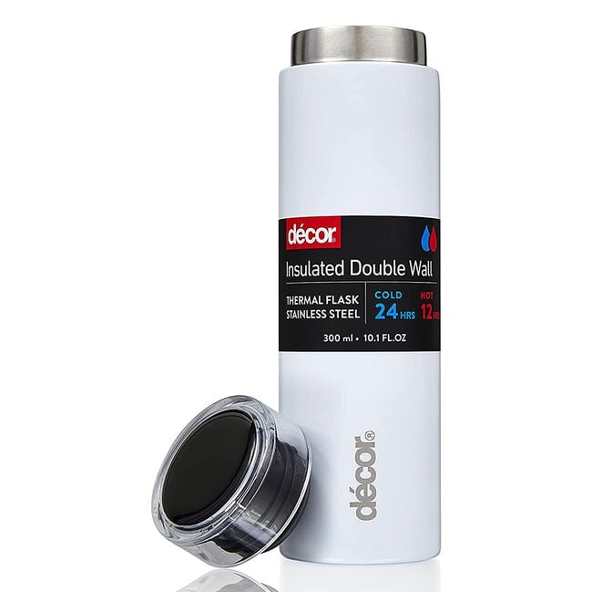 DECOR WHITE S/STEEL 300ml Vacuum Flask
