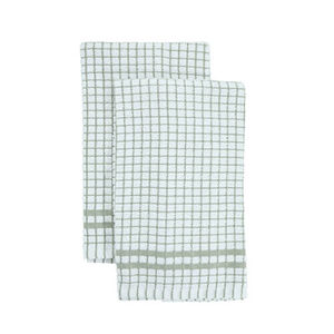 Mono Check Tea Towel 2 Pack - Sage