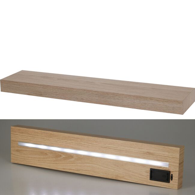 LED BATTERY OPERATED Wall Shelf Natural