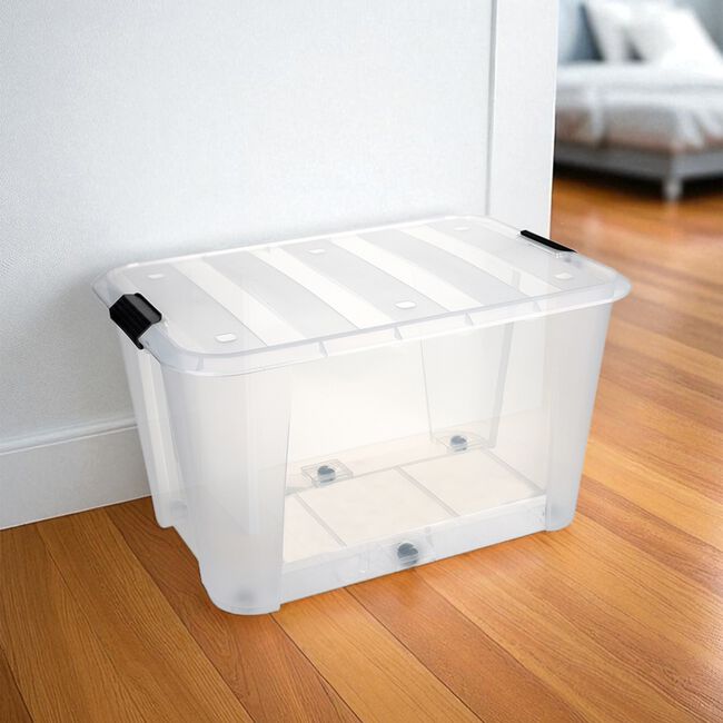 Ultra Clear Rolling Storage Container 70L