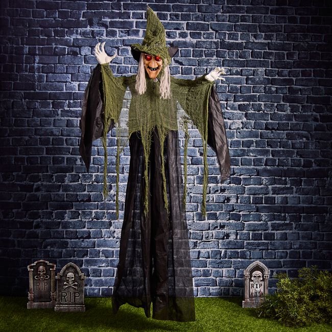 1.9M Hanging Sound Activated Laughing Green Witch