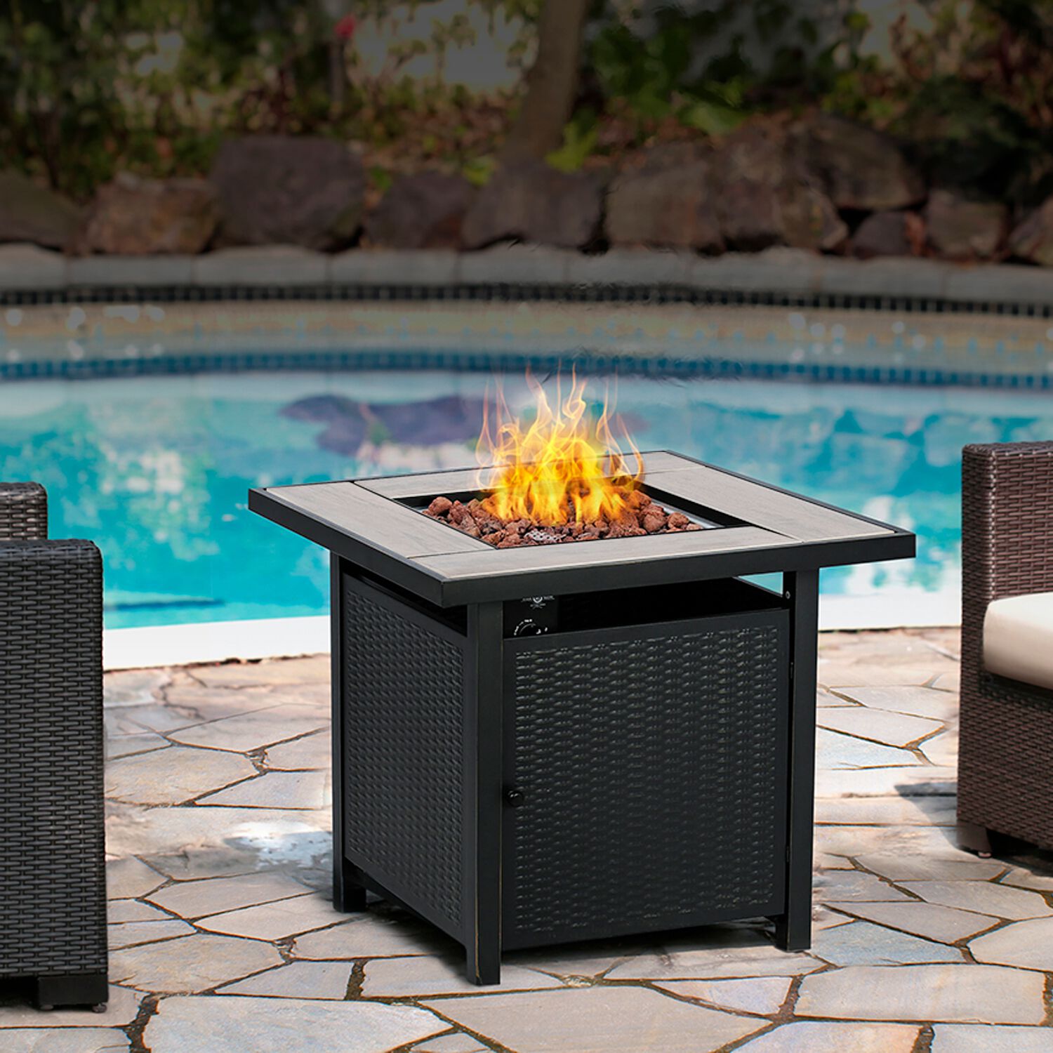 Rattan Effect Gas Fire Pit Home Store + More