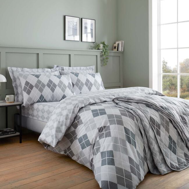SINGLE DUVET COVER Brushed Cotton Argyle