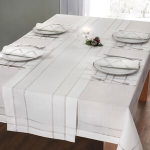 TWINKLE WHITE/SILVER 160x183cm Table Cloth