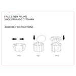 Small Folding Linen Storage Ottoman - Grey