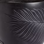 LEAF DESIGN Large Black Washed Fibre Clay Pot